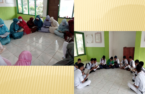 Kegiatan mengaji setelah sholat duha di SMPN 2 Biringbulu